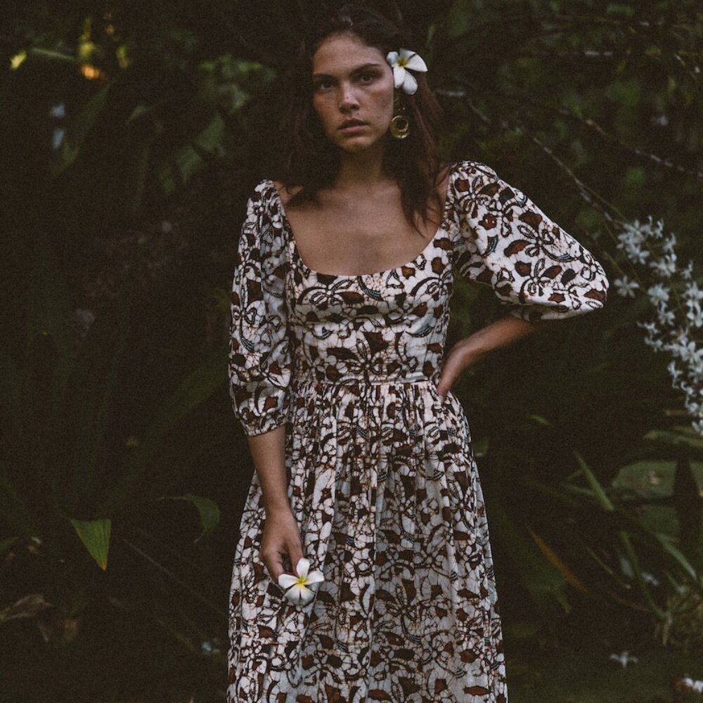 Kara Thoms batik Bellflower dress size small